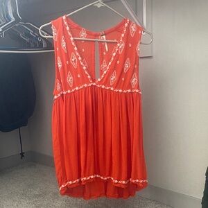 Free People Orange Sleeveless Blouse